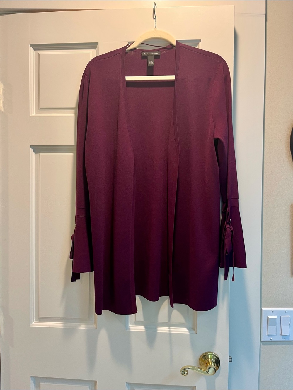 INC International Concepts Plum Open-Front Cardigan with Tie Sleeves - Sz XL!!